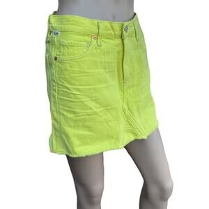 Citizens of Humanity Blaze Yellow Denim Mini Skirt 30 Cut Off Hem NWT